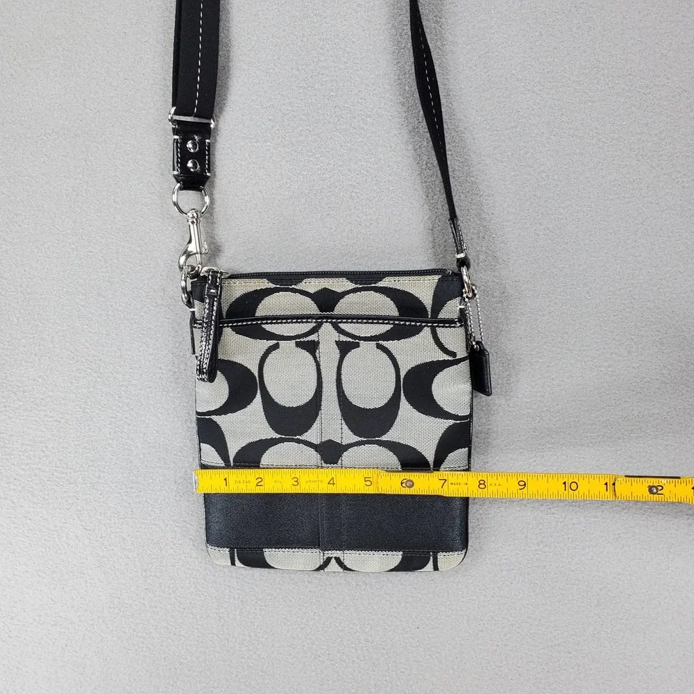 Coach Crossbody Bag Black Signature C Jacquard North South Swingpack Purse